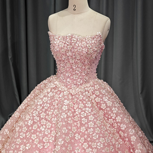 ชุดเดรสออกงานสีชมพูหรูหรา ผ้าออร์แกนซ่า สำหรับงาน Quinceañera ทรงบอลกาวน์ ไหล่ตก คอร์เซ็ท กระโปรงยาวลากพื้น รุ่น 6776 - Product Image 3