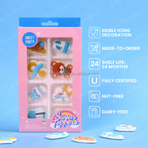 Decoración Comestible para Pastel de Revelación de Género, Ropa de Bebé Azul, Decoración de Azúcar, Decoraciones Comestibles de Glaseado Real para Fiesta de Baby Shower - Product Image 2