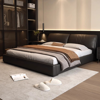 Lit en cuir minimaliste italien, nouveau lit double moderne et minimaliste, mobilier de chambre principale