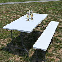 Mesa y silla plegable de plástico portátil moderna Senruihome, ligera y duradera para el hogar, Villa, Hospital, comedor, uso en Hotel