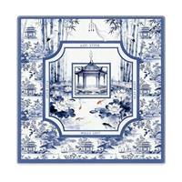 Tapis de Mahjong Américain Moderne Zen Chinoiserie Bleu Blanc Pagode, Roulé, Anti-plis, Imperméable, Antidérapant, pour Jeux de Société et Poker