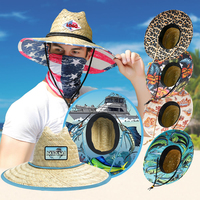 Chapeau de paille de sauveteur surdimensionné personnalisé avec logo, pour homme et femme, idéal pour la plage et le surf, en paille naturelle teinte marron