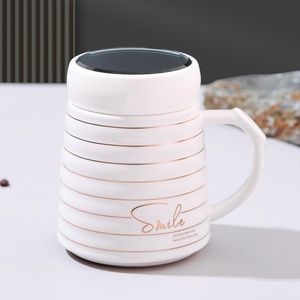 Manufacturer Smiling Inscription 16oz Porcelain Coffee <b>Cup</b> <b>Ceramics</b> Mugs Coffee Mugs Milk Tea <b>Cup</b> With Arabic Lid - Product Image 4