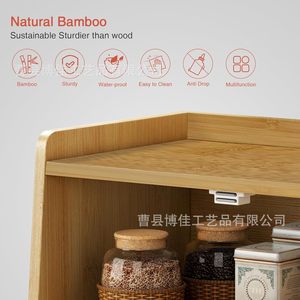 Bamboo Double Layer Bread <b>Box</b> Kitchen Countertop <b>Storage</b> With Lid Dustproof Large Capacity Wooden Food Organizer - Product Image 3