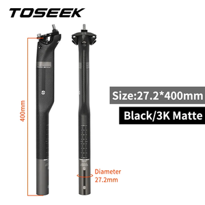 TOSEEK-tija de sillín ultraligera de fibra de <span class=keywords><strong>carbono</strong></span> 3K, mate, para bicicleta de montaña, 27,2/30,8/31,6mm x 350/400mm - Product Image 5