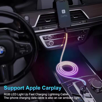 Kabel Data USB Led 20W RGB, Kabel Data Kabel sinkronisasi kepang warna untuk iphone Samsung, Kabel pengisian cepat, Kabel C