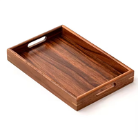 Ensemble de plateaux de service uniques en bambou avec poignées, grande assiette pour les fêtes, les boissons et l'utilisation sur le bureau