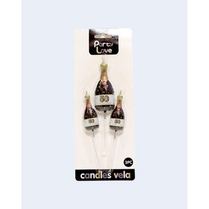 Party Love Candles Champagne Decoraciones para tartas de cumpleaños número 50, 3 piezas - Product Image 3
