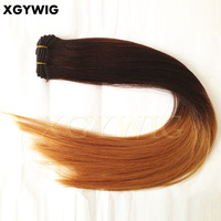 Extensions de cheveux humains Double Drawn, lisses et soyeux, 100% vierges péruviennes, couleur miel blond 1B/27, ombré bicolore