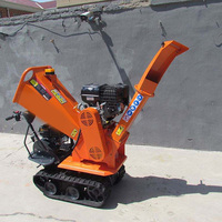 Pencacah Kayu Bensin GST120 15HP dengan Mesin Crawler 6.5HP, Penghancur Kayu 120mm, Pencacah Bio untuk Pembersihan Lahan