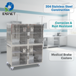 Jaula Modular de Acero Inoxidable de Alta Resistencia EURVET con Bandeja de Rejilla Pjjy-01, Transportín para Perros para Cuidado Temporal o Hospitalización - Product Image 1