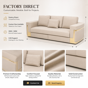 <span class=keywords><strong>Divano</strong></span> di Design su Misura per Villa, Moderno e Lussuoso, Componibile con Finiture in Oro Spazzolato per Progetti di Arredamento di Alta Gamma - Product Image 5