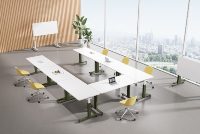 Table de formation pliable réglable en hauteur Greatway avec roulettes, bureau mobile à plateau rabattable pour bureau, réunion, salle de conférence