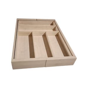 Organisateur de <span class=keywords><strong>tiroir</strong></span> extensible à 7 compartiments pour cuisine et salon, en bambou/bois, pour couverts et outils, finition blanchie à la chaux - Product Image 1