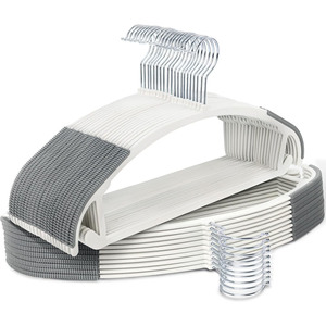 Perchas Delgadas y Duraderas de Plástico PET Ultrafinas Antideslizantes con Almohadilla de Goma para Ahorrar Espacio en Armarios y Baños, Diseño Moderno - Product Image 1