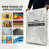 Sac en aluminium à fermeture centrale de 25 kg, haute barrière, résistant à l'humidité, emballage personnalisé imprimé pour matières premières chimiques