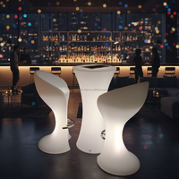 Table haute de bar LED en plastique contemporaine pour usage commercial et hôtelier avec batterie rechargeable 16 couleurs (TP110B)