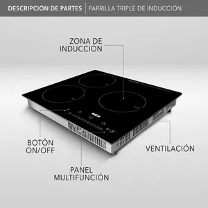 RCA Triple <b>Induction</b> <b>Cooktop</b> RC-12A6 3 Burners Black Built-in Electric <b>Cooktop</b> for Household Gas and Electric Power Source - Product Image 4