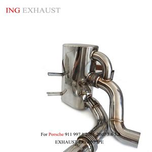Tubi di Scarico ING per <span class=keywords><strong>Porsche</strong></span> 911 <span class=keywords><strong>997</strong></span> 3.6 3.8 Carrera Targa 4 4S 2005-2007 Scarico in Acciaio Inox con Valvole Accessori Auto - Product Image 4