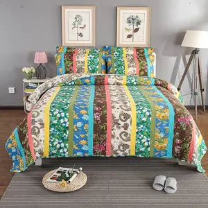 All Season Wholesale Customized Luxury Quilted Cover Sets 100% Cotton Bed Sheet Set Bedspreads Comfortable Bedding Set