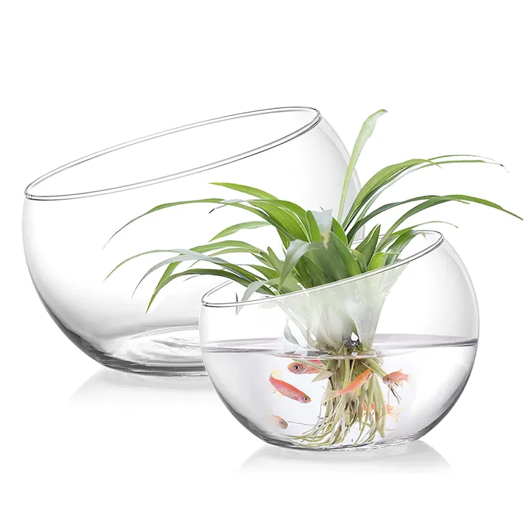Vaso de vidro transparente espalhado, de mão, para doces, plantas, terrário, vaso de flores, para decoração de mesa