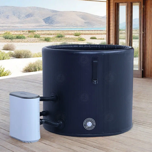 Bain à remous gonflable rond pour 1 personne, portable, chauffé, avec massage, pour le camping en plein air et la relaxation à domicile - Product Image 4