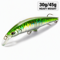 Leurre de pêche coulant type Minnow 95mm/120mm 30g/45g pour lancer longue distance, appât dur réaliste pour achigan, truite, eau douce, eau salée, ruisseau