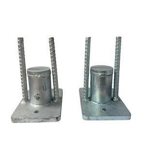 Base à double barre d'armature <span class=keywords><strong>en</strong></span> acier galvanisé jaune avec cylindre à filetage interne, pièce d'ancrage soudée pour colonne préfabriquée - Product Image 2