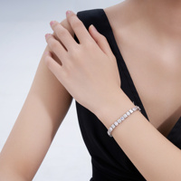 Pulsera de Moissanita con Eslabones Cuadrados Geométricos de Plata Esterlina 925, 15.7g de Peso Pesado, Joyería de Lujo para Mujer