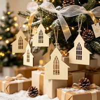 10 Stück Holz-Kirchenornamente im Gotischen Stil, Lasergeschnitten, Hängedekoration für Weihnachten, Neujahr, Hochzeit, Saisonale Feiern und Heimdekoration