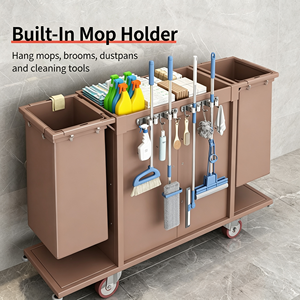 Carro de Limpieza Multiusos con Múltiples Niveles, Carro de Servicio Móvil con Soporte para Bolsas de Basura, Cubo Desmontable y Ruedas Suaves para Hotel - Product Image 4