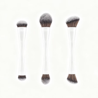 Weißes Doppelendiges Make-up-Pinsel-Set für Foundation, Rouge und Konturierung mit Weichen Synthetischen Borsten Reisefreundlicher Gesichtsapplikator