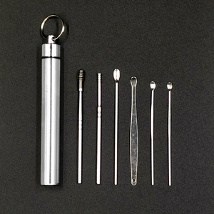 Juego de limpiadores de oídos de acero inoxidable de 6 piezas, portátil, con llavero, herramienta de limpieza de oídos con resorte en espiral - Product Image 2