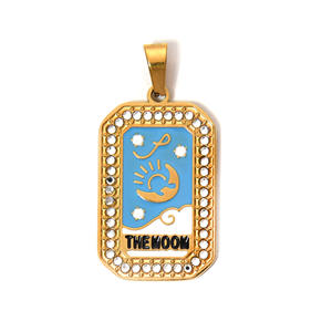 Retro fatto a mano fai da te goccia d'olio stella del sole ciondolo ciondolo con ciondolo in acciaio inossidabile tarocchi con diamanti gioielli di moda - Product Image 6