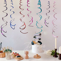 Décorations pour anniversaire, mariage, Noël, Saint-Valentin et le Festival du Printemps - Guirlandes murales en PVC en spirale pour enfants, 6 par paquet