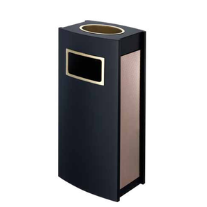 A dustbin with an ashtray in the hotel lobby Stainless steel trash can waste bins