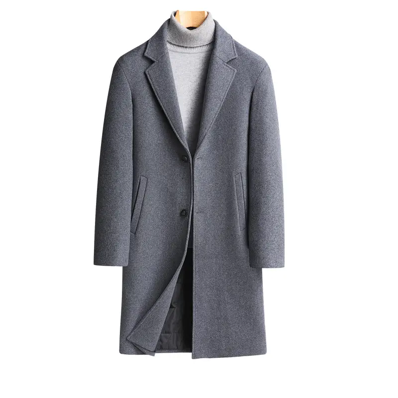Men Solid Color Casual Style Long Jacket Trench Coat Men