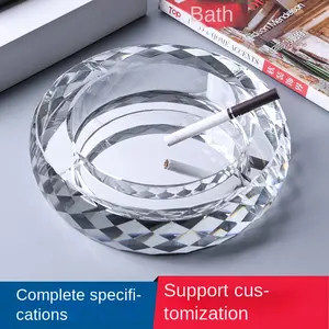 Crystal Glass Ashtray Circular Creative And Fashionable European Style Large Living Room Office Home KTV Ashtray Customization