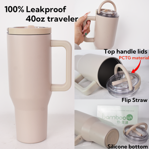 Tasse de voyage isolée étanche 30oz gobelet à café en paille à rabat en acier inoxydable avec poignée - Product Image 6