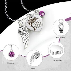 Colgante de urna de cremación de acero inoxidable a la moda, barra Vertical, collar de cristal de corazón de circón con cadena de eslabones, urna conmemorativa impermeable - Product Image 3