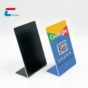 Custom Pvc Google Review Card Stand Social Media Review Nfc Menu Display Stand
