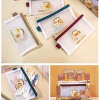 Nouveau Kappi Bala étui à papeterie sac de rangement de crayon Transparent grande capacité pochette à fermeture éclair en maille de Nylon pour étudiants sac à crayons en PVC