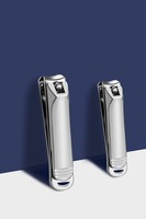 Coffret de coupe-ongles incurvés en acier inoxydable pour la beauté et la mode, avec ouverture large pour les doigts et étui en cuir