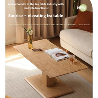 Table d'appoint de canapé réglable en hauteur - Espace spacieux pour les jambes - Bureau portable en bois style nordique - Fonctionnalités pliables et relevables pour salon