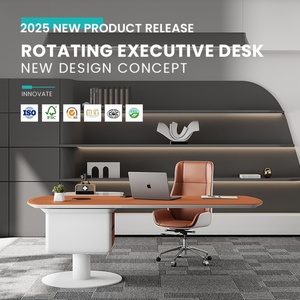 New Arrival High-End Modern Contemporary Office Furniture <b>Set</b> Large Rotating Executive Boss <b>Desk</b> Convertible Design - Product Image 2