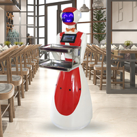Robot de livraison de nourriture compact, robot serveur de restaurant de petite taille avec capacité de franchissement de chemins étroits pour les petits cafés et bars