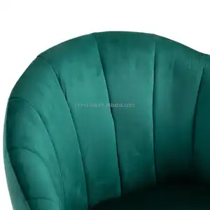 Stylish Comfortable Deep Green Velvet Fabric Office Desk Chair With Matt Metal Base
