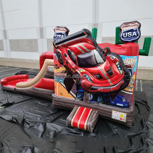 Château gonflable GMY pour événements extérieurs, modèle <span class=keywords><strong>voiture</strong></span> <span class=keywords><strong>de</strong></span> course rouge avec toboggan, à vendre - Product Image 1