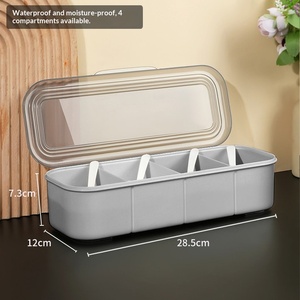 Caja de condimentos multiusos integrada, hermética, a prueba de humedad, para almacenar sal y especias en la cocina. - Product Image 5