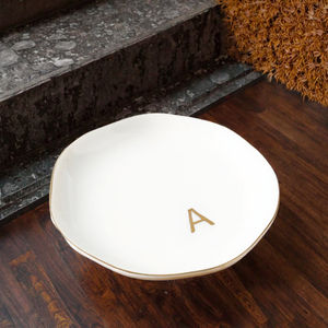 Plateau à bijoux en porcelaine blanche Art Déco avec lettres anglaises gravées sur mesure, porte-bijoux, plateau à bagues, décoration, cadeau pour mariage, fête des mères - Product Image 5